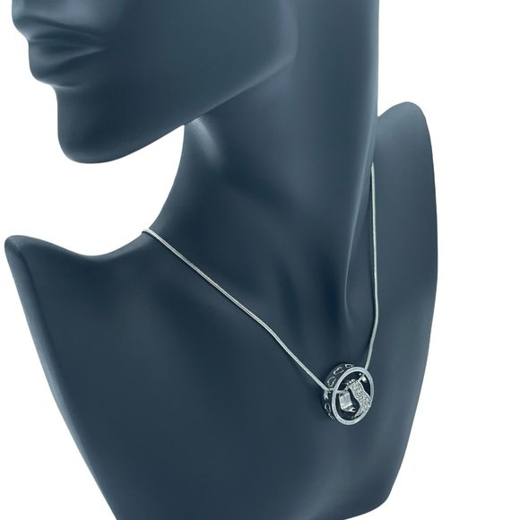 Swarovski Crystal Elements Infinity Heart with Ring Necklace Silver Tone - Picture 2 of 8